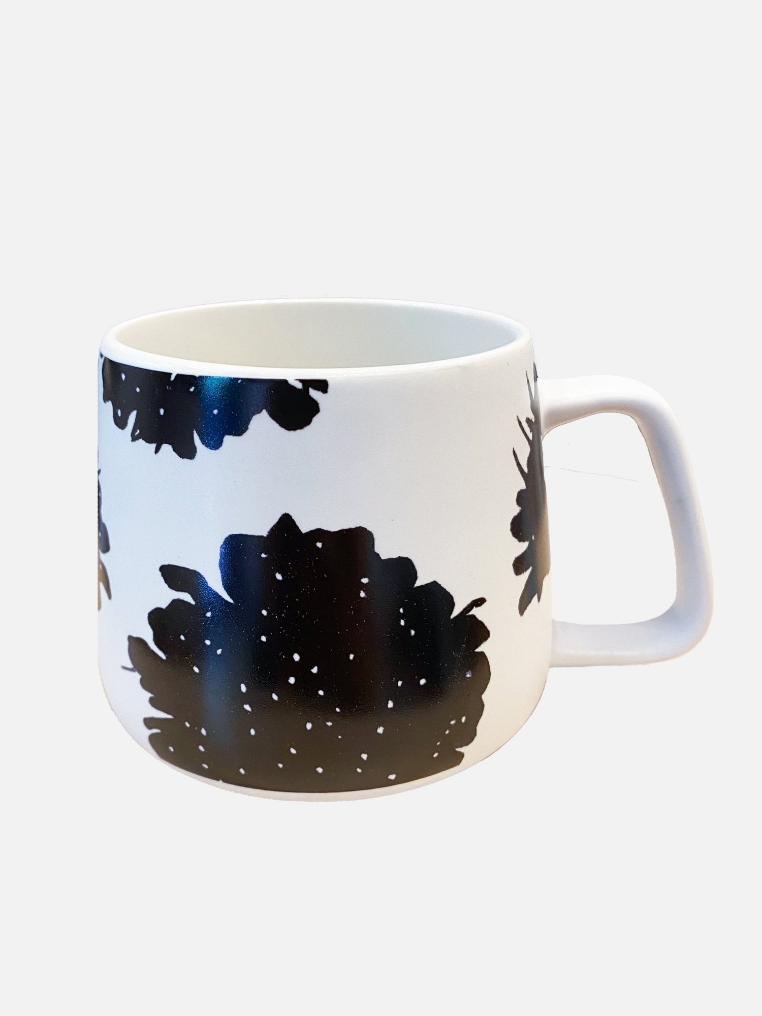 Black Scabiosa Mug - Floral Porcelain - 13.5 oz - Unique - The Tea Palace
