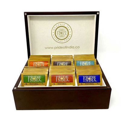 Indian Tea Assortment Gift Set | Natural Tea Bags | Tea Chest - 6 Premium Teas, 72 Bags - The Tea Palace