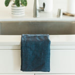 Load image into Gallery viewer, Stone Washed Linen Tea Towel - Navy
