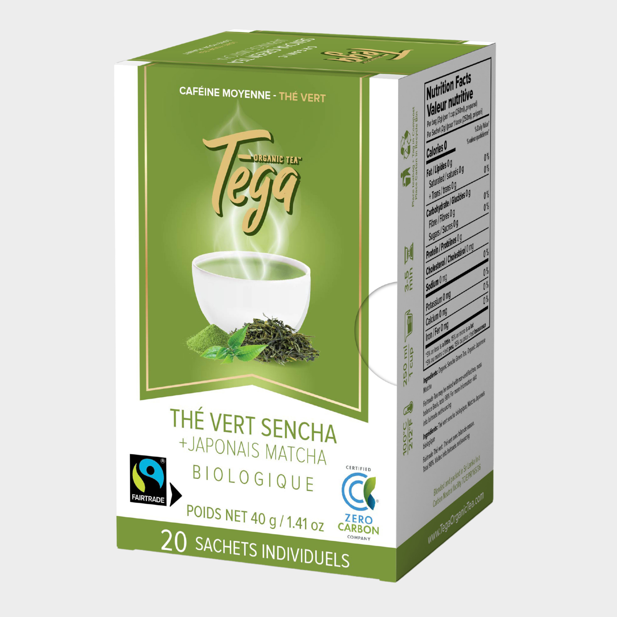 Sencha Green Tea w. Japanese Matcha Organic Fairtrade 20ct