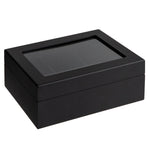 Load image into Gallery viewer, Wooden Black Matte Finish Tea Chest, 6 Chambers - Holds 90 Tea Bags
