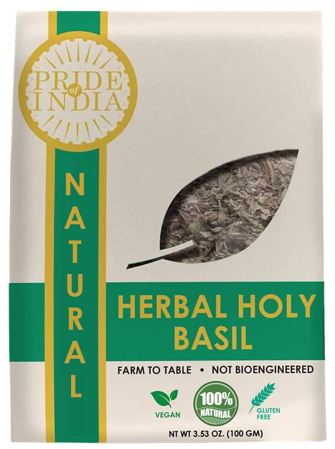 NUTRITEA Natural Tulsi Holy Basil Herbal Full Leaf Tea (Caffeine Free)