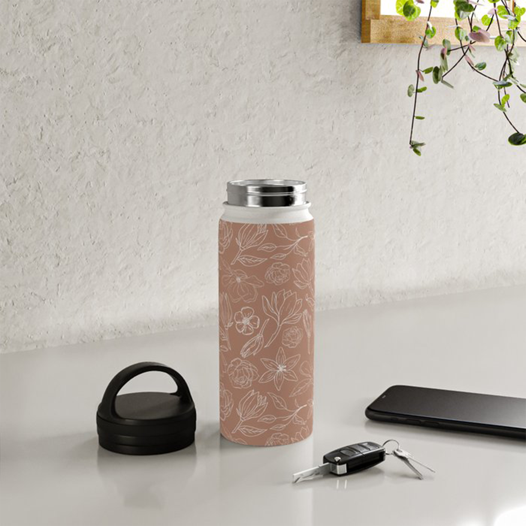 Copper Magnolia Handle Lid Water Bottle