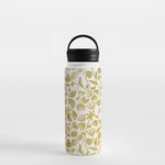 Load image into Gallery viewer, Gold Ink Floral Handle Lid Water Bottle
