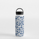 Load image into Gallery viewer, Dark Blue Floral Handle Lid Water Bottle
