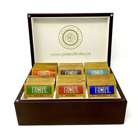 Indian Tea Assortment Gift Set | Natural Tea Bags | Tea Chest - 6 Premium Teas, 72 Bags - The Tea Palace