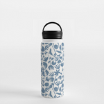 Load image into Gallery viewer, Light Blue Floral Handle Lid Water Bottle
