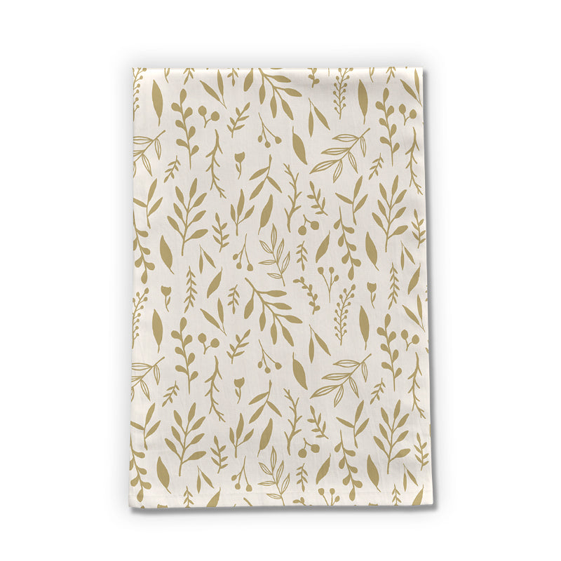 Gold Falling Leaves Tea Towel