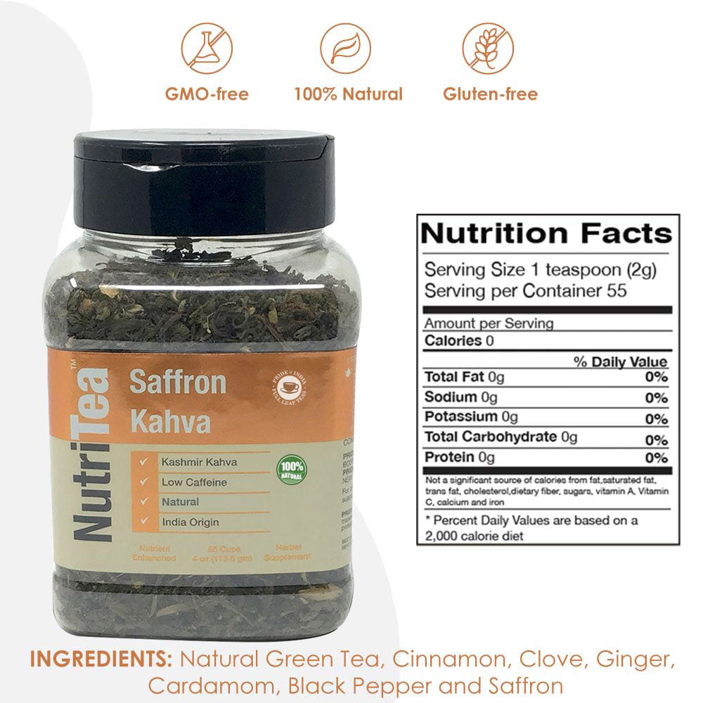 NUTRITEA Natural Saffron Kahwa Chai Full Leaf Tea