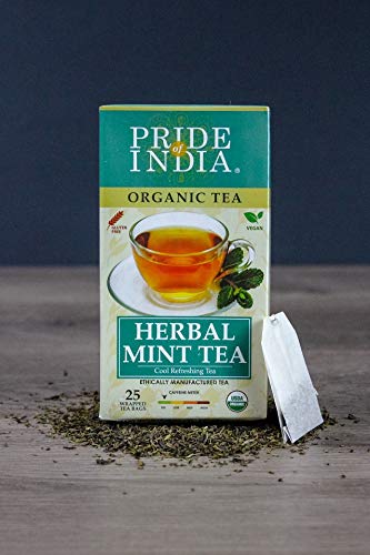 Organic Herbal Mint Tea Bags (Caffeine Free) - Pack of 6