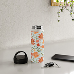 Load image into Gallery viewer, Burnt Orange Flower Burst Handle Lid Water Bottle
