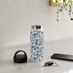 Load image into Gallery viewer, Light Blue Floral Handle Lid Water Bottle

